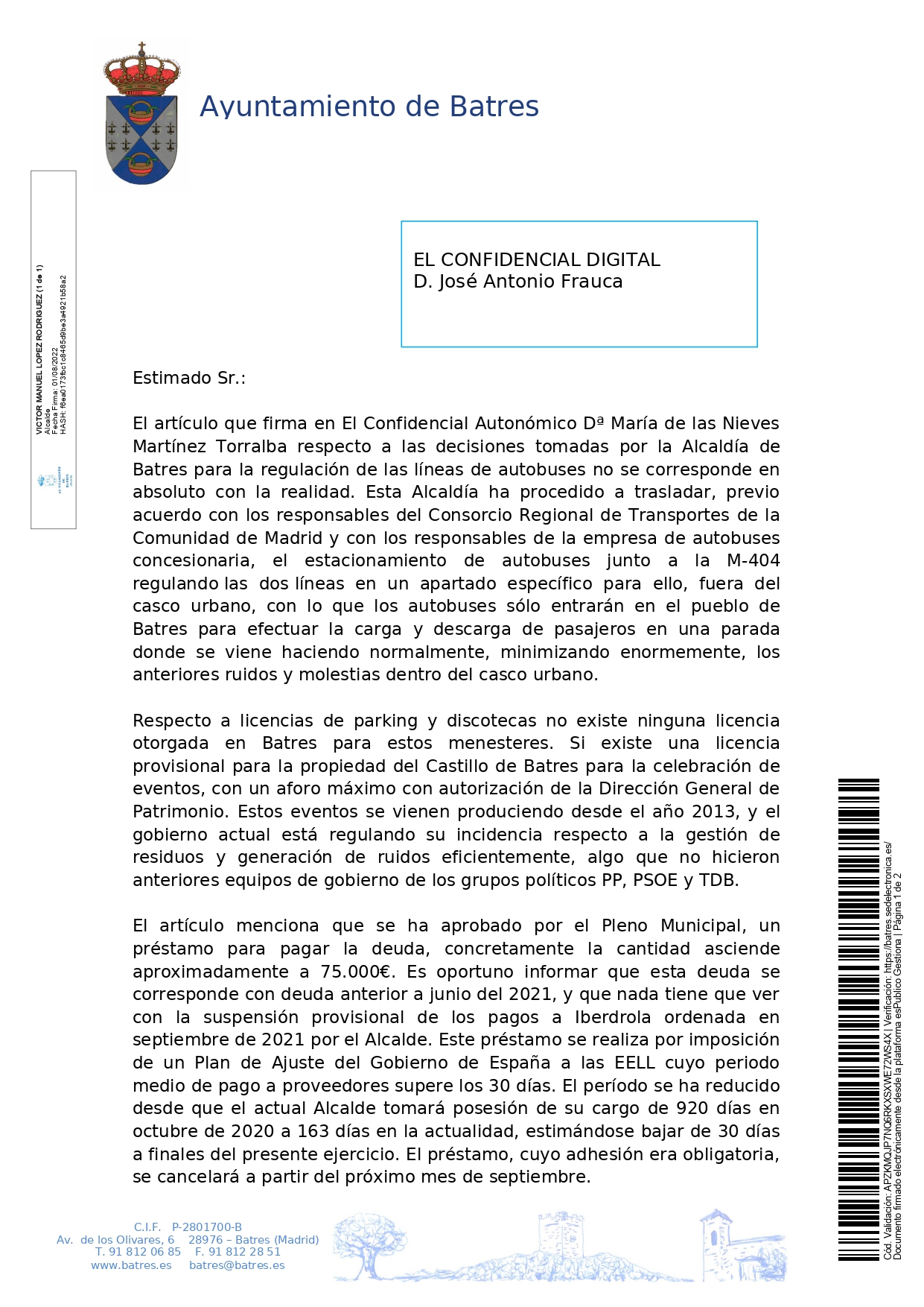 20220801 Comunicacin Carta CARTA CONFIDENCIAL DIGITAL Aclaracin a artculo publicado page 0001