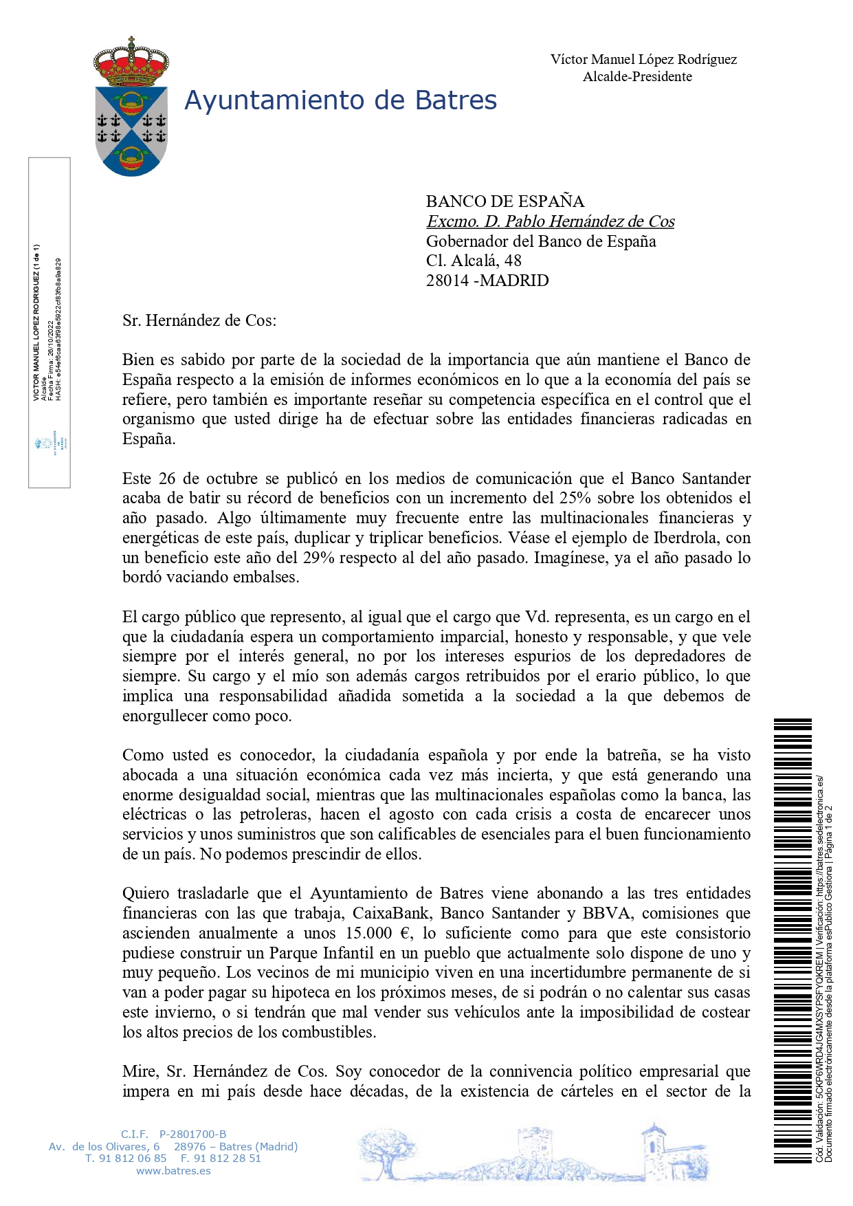 CARTA AL GOBERNADOR DEL BANCO DE ESPAA page 0001