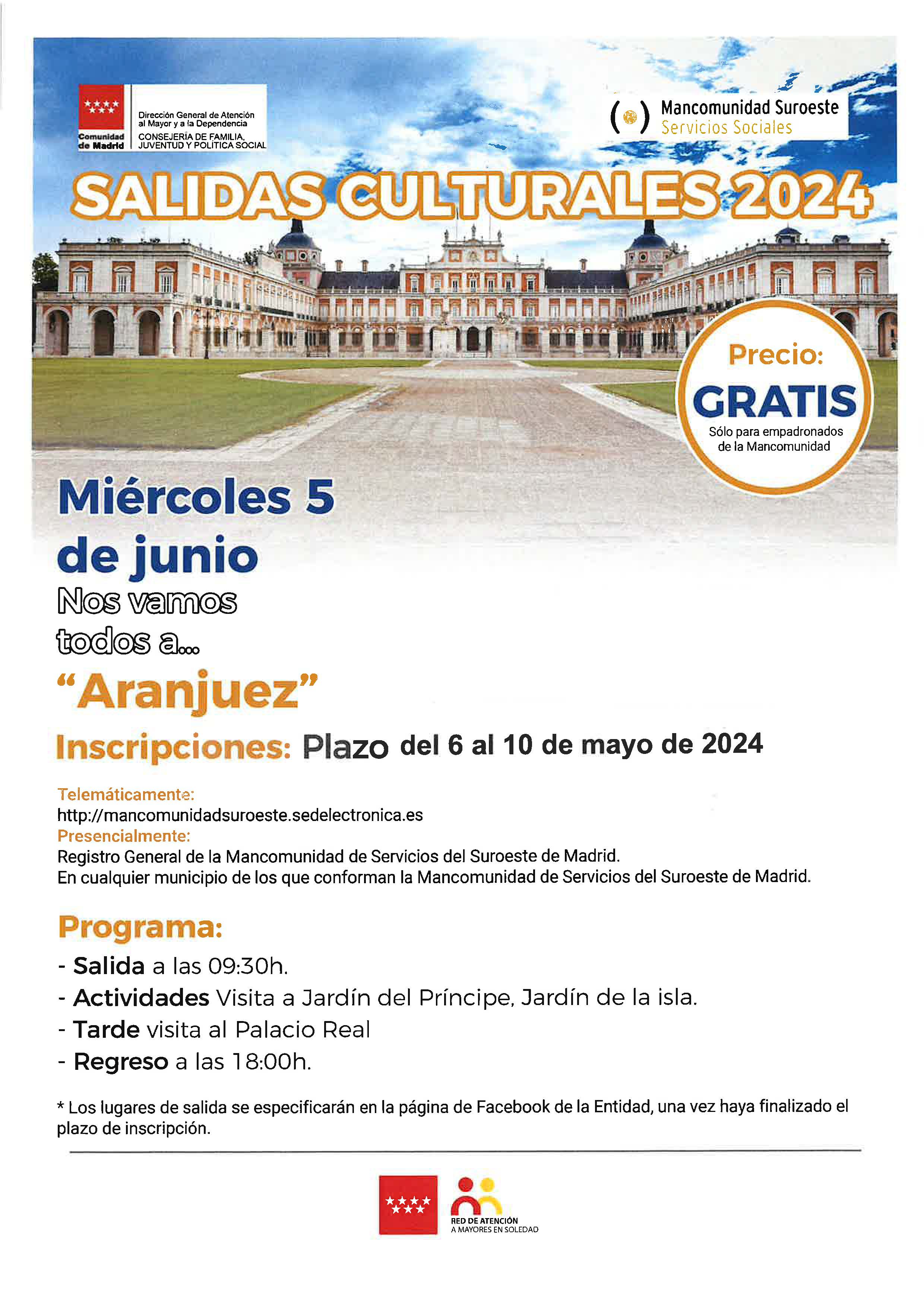 Excursion Aranjuez plazo de inscripcion