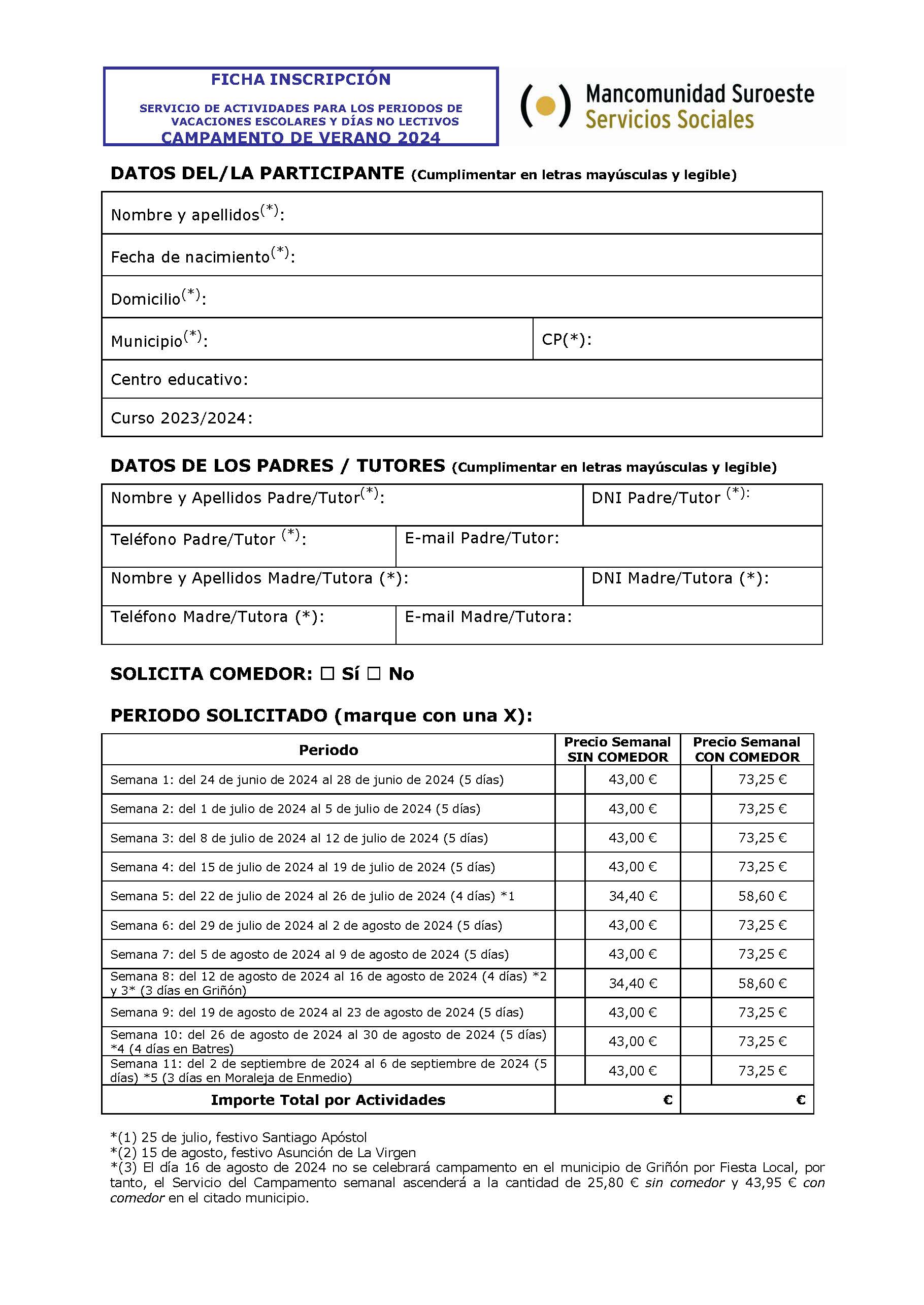 FICHA DE INSCRIPCION   CAMPAMENTOS VERANO 2024   FORMATO PDF Pagina 1