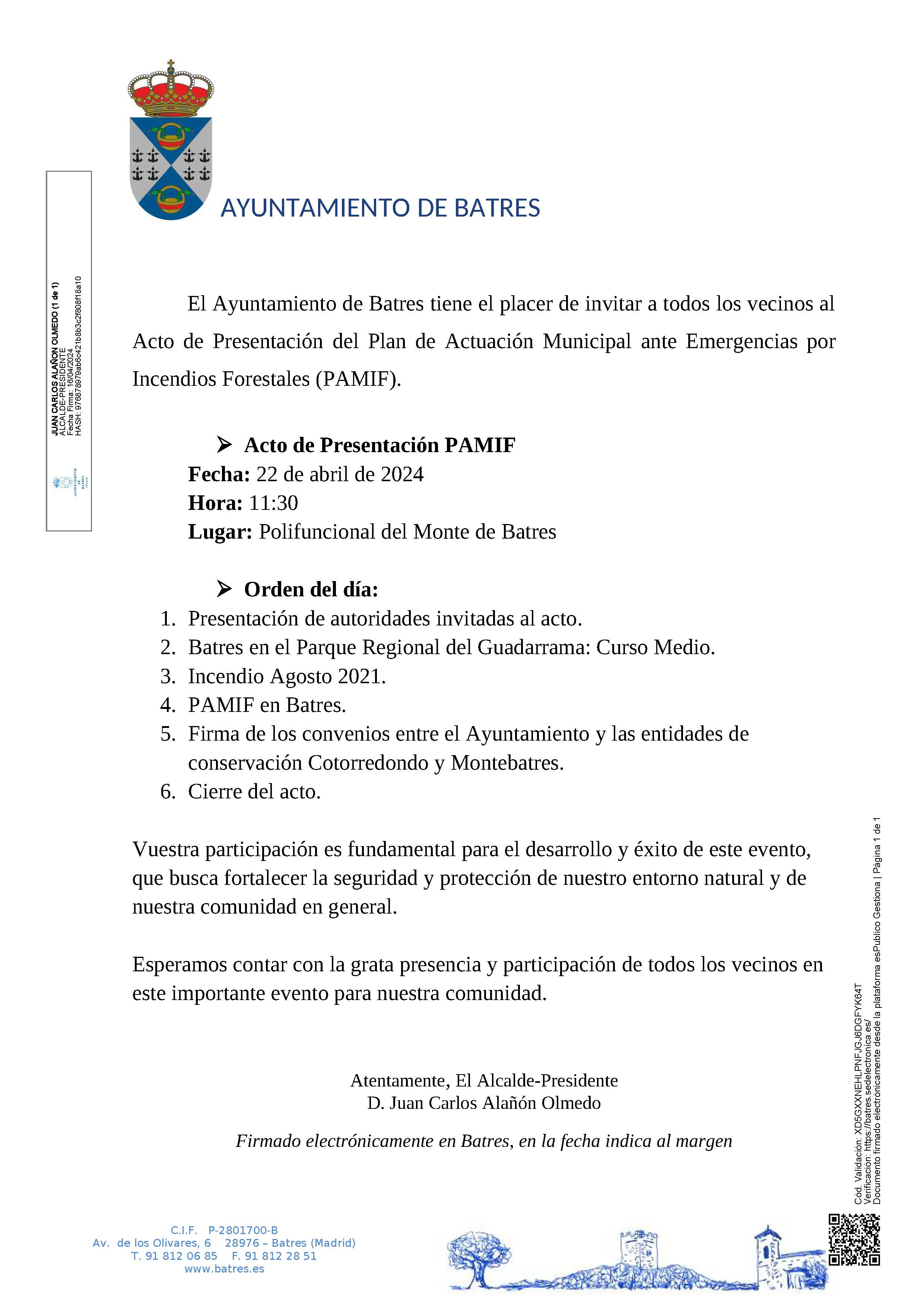 20240416 Comunicacion Invitacion vecinos al acto presentacion PAMIF 1