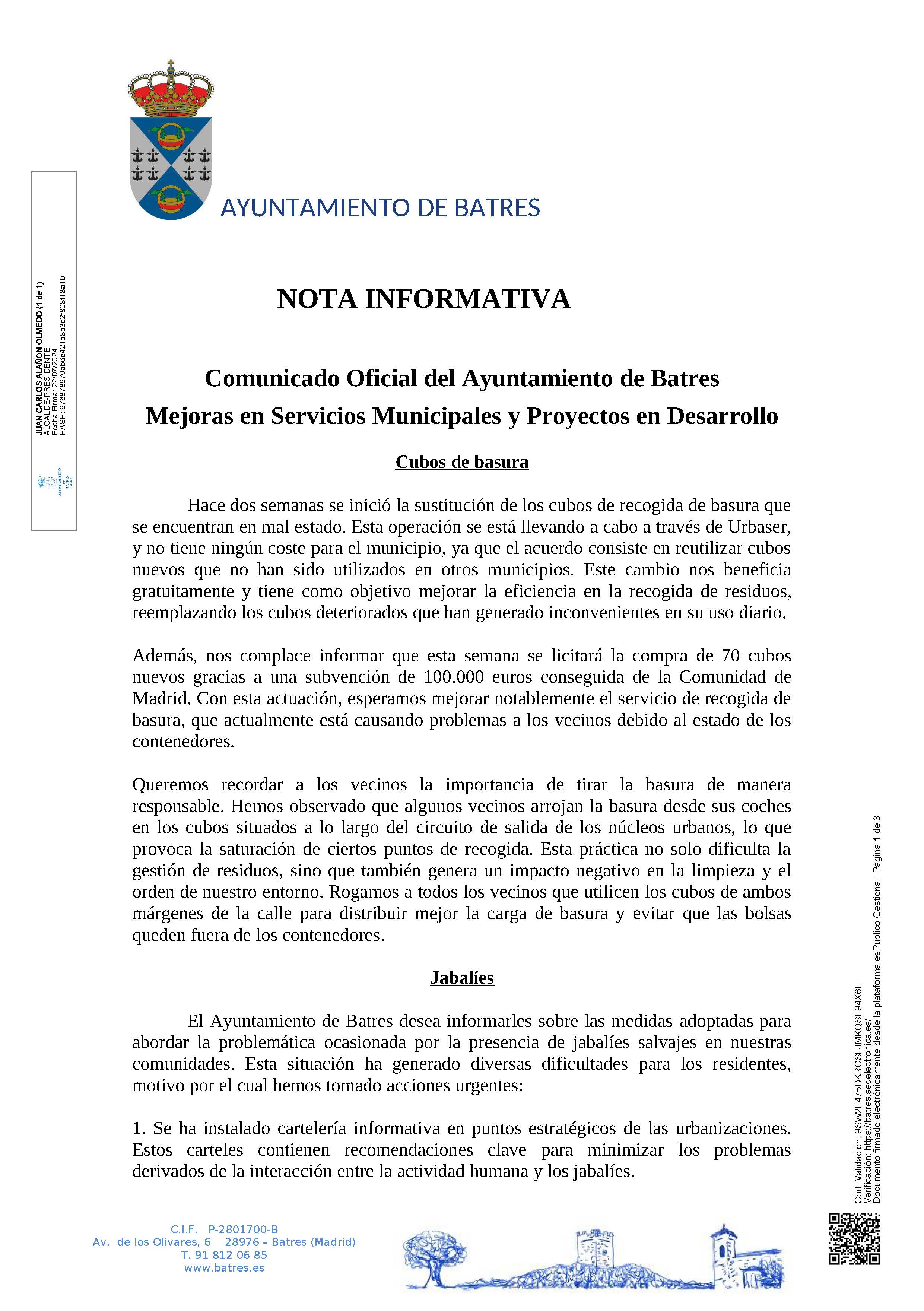 Comunicado actuaciones 22 de julio de 2024 Pagina 1