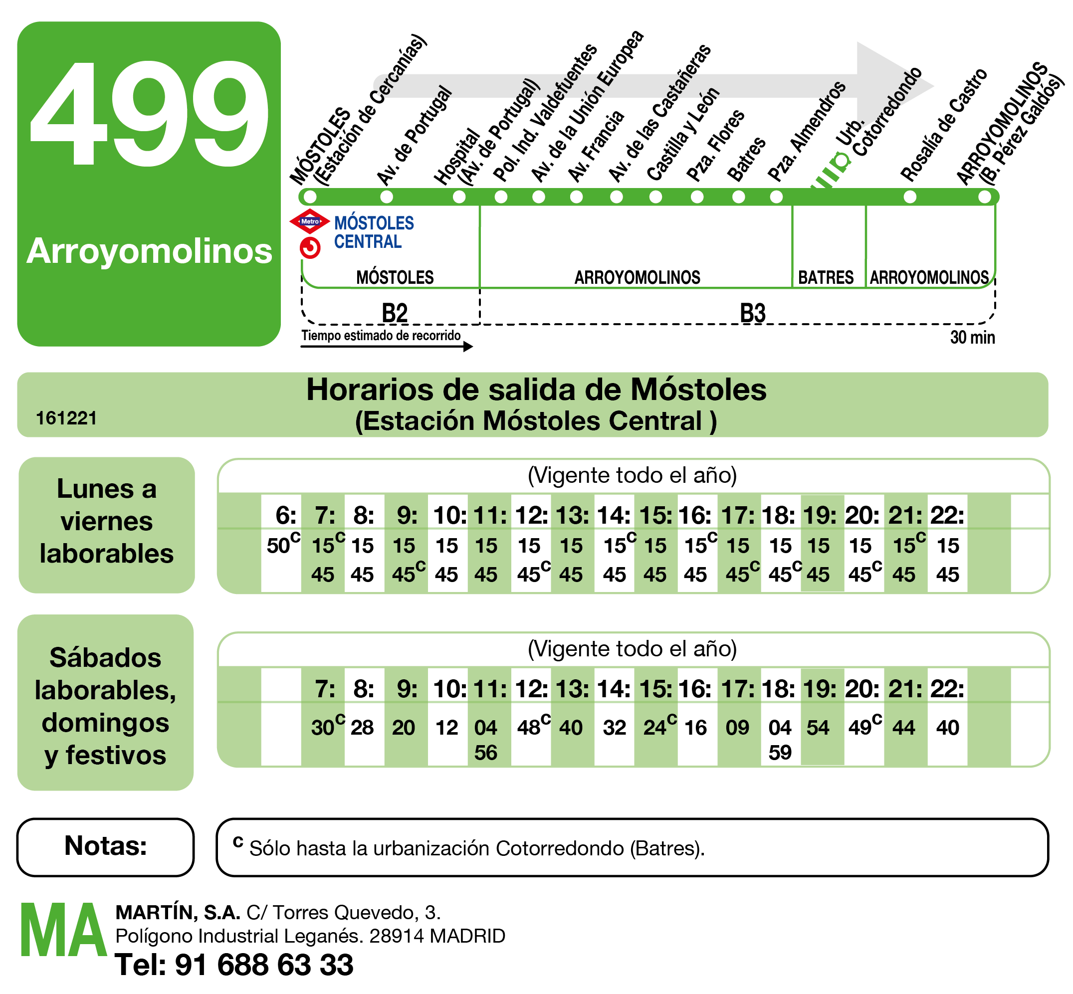 AUTOBUS HORARIOS 499 ARROYOMOLINOS