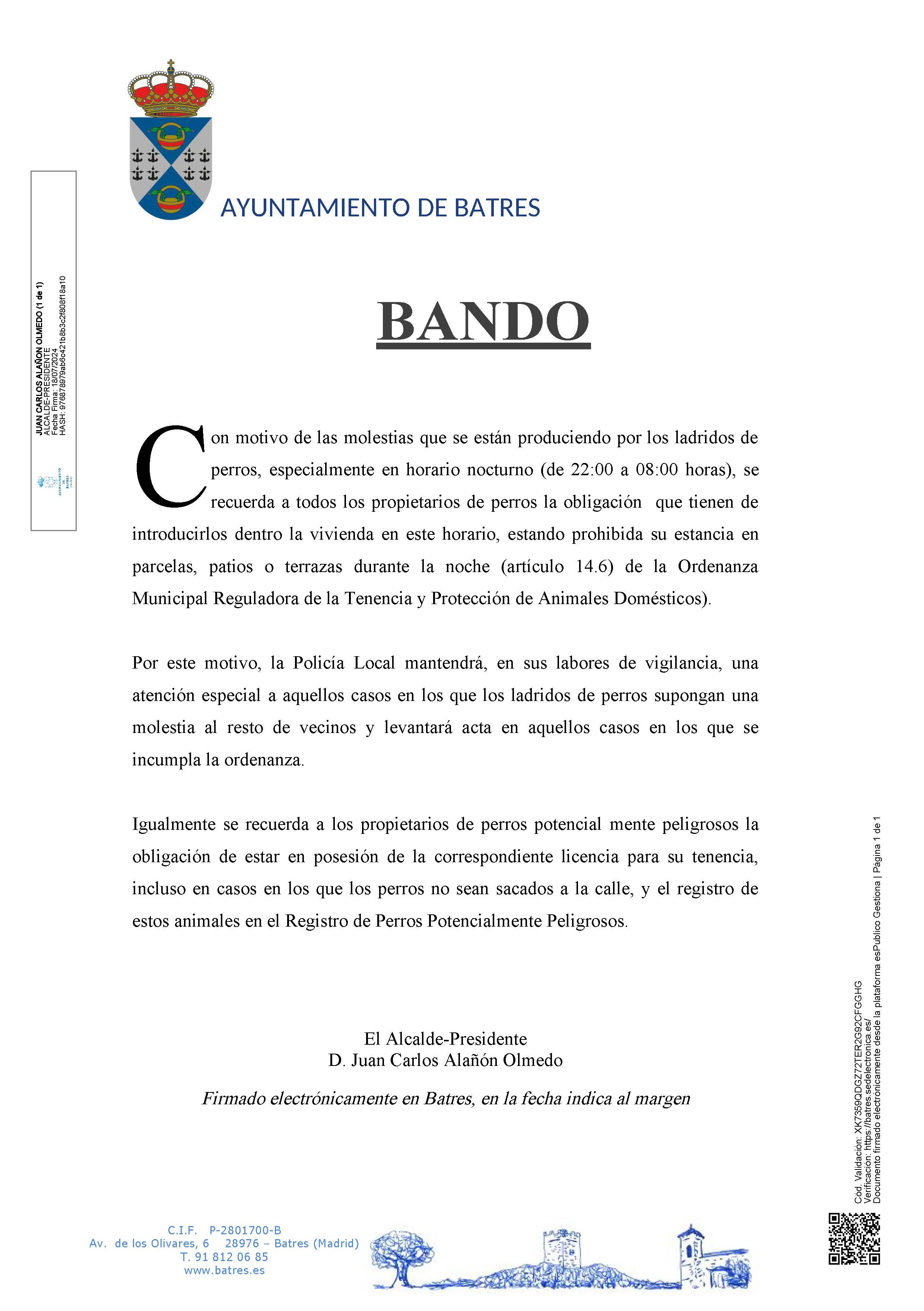 Bando   Molestias ocasionadas por ladridos de perros